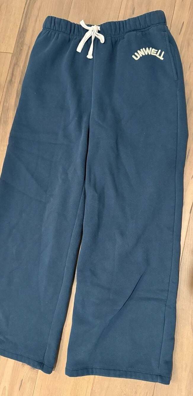 Alex Cooper Unwell Brand Blue Fleece Wide-Leg Sweatpants Small